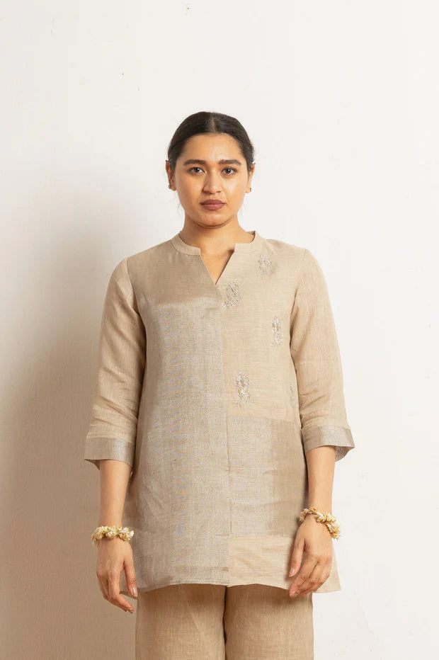 Hand Work Linen Zari Set