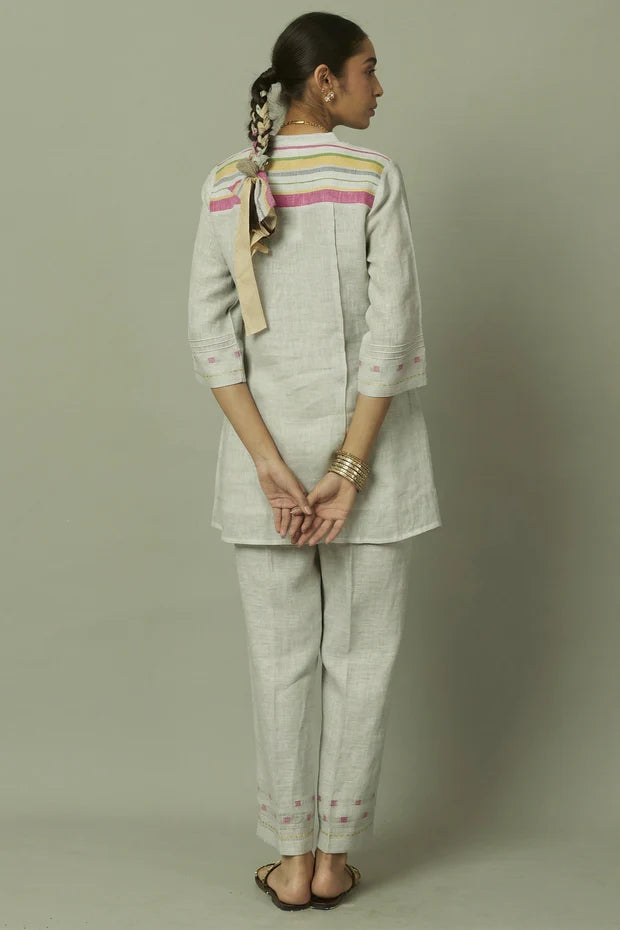 Linen Multi-Stripe Tunic Coord Set