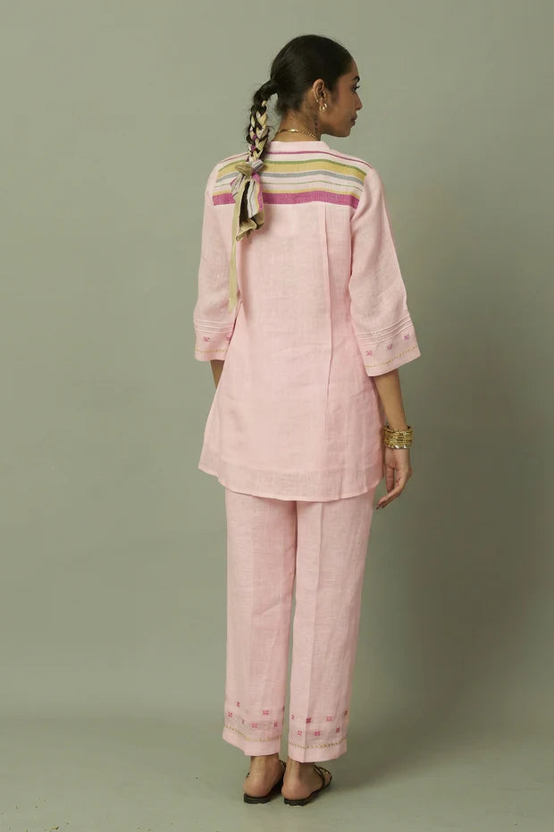 Linen Multi-Stripe Tunic Coord Set