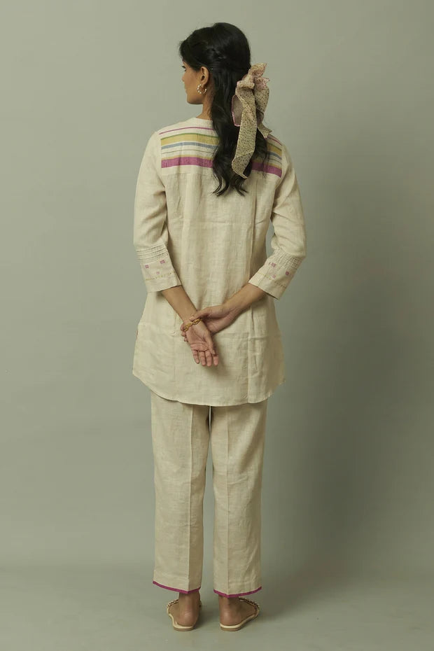Linen Multi-Stripe Tunic Coord Set