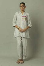 Linen Multi-Stripe Tunic Coord Set