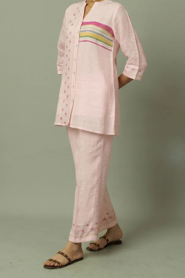 Linen Multi-Stripe Tunic Coord Set