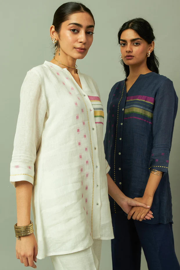 Linen Multi-Stripe Tunic Coord Set