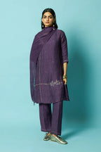Khat Pita Embroidered Silk Linen Festive Kurta Set